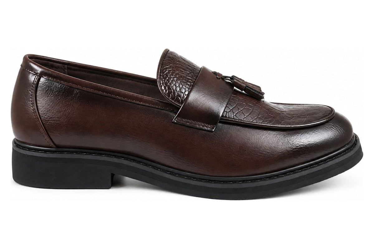 Men's Brown Vegan Leather Slip-On Tassel Loafers