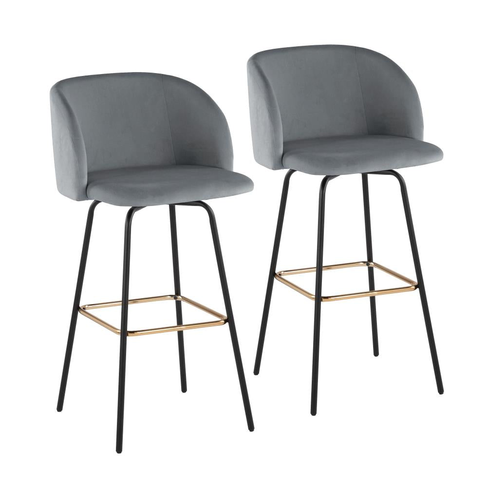 Upholstered Counter Stools with Decorative Metal Footrests