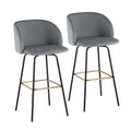 Upholstered Counter Stools with Decorative Metal Footrests