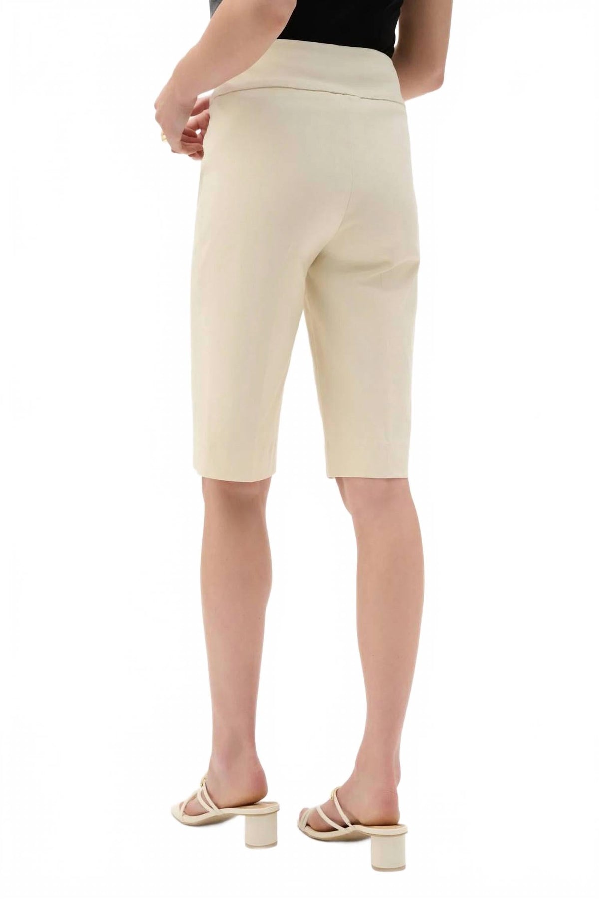 Stretchable Pull On Bermuda Shorts In Canvas