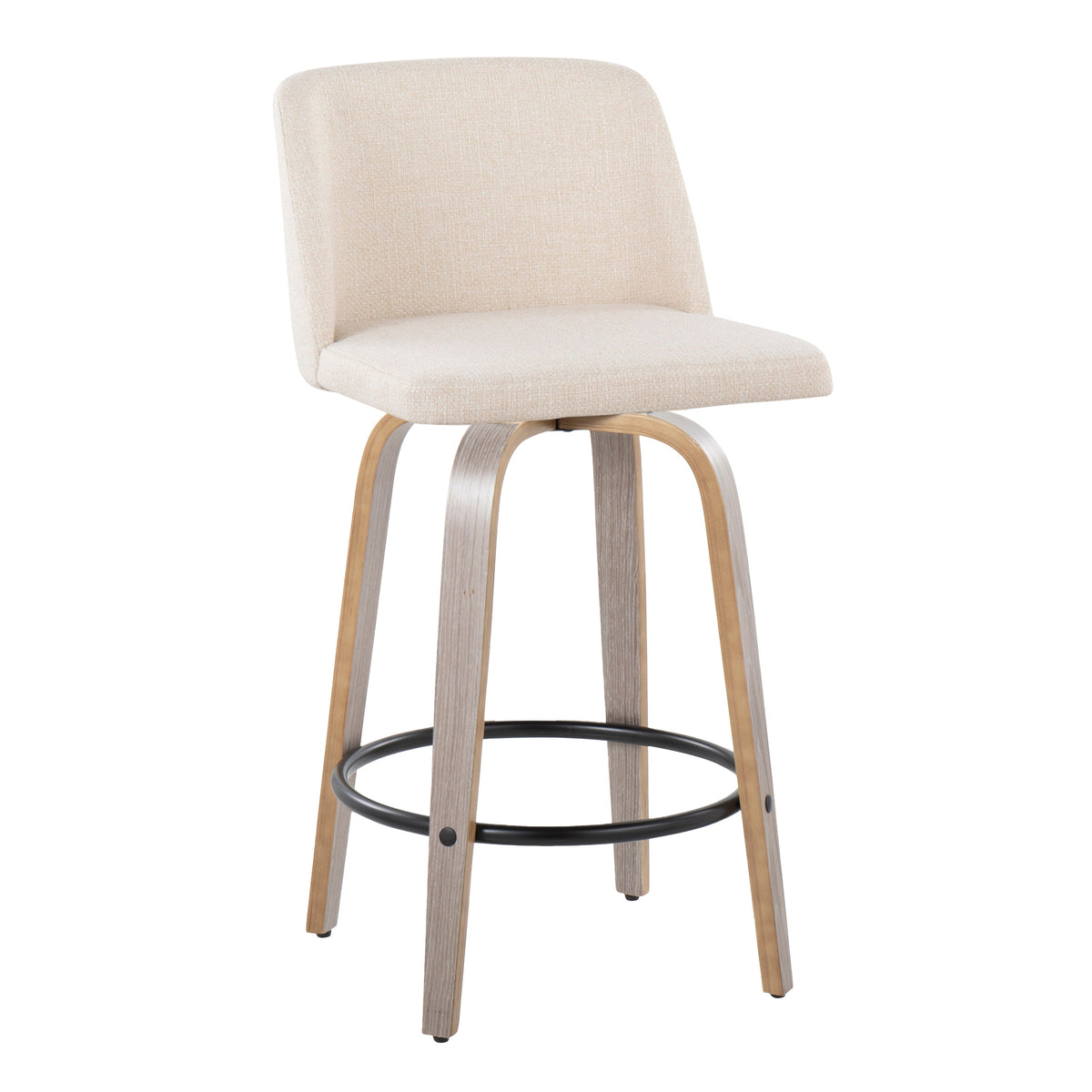 Fixed-Height Stools with Circular Footrails Set of 2