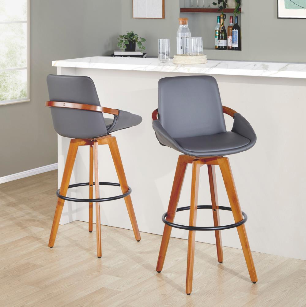 Contemporary Swivel Barstool with Padded Seat and Supportive Backrest