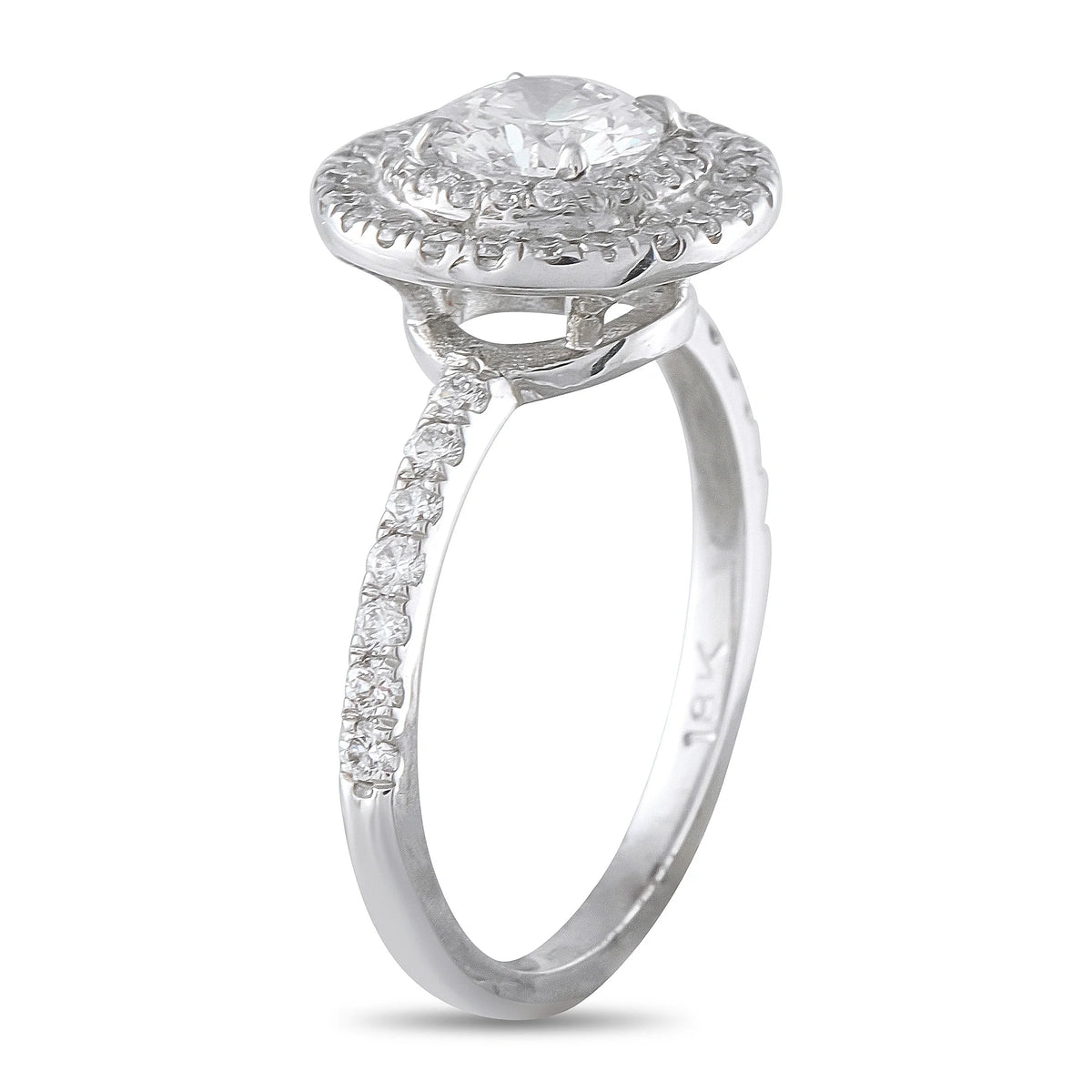 LB Exclusive 18K White Gold 1.42ct Diamond Double Halo Ring MF06-081226