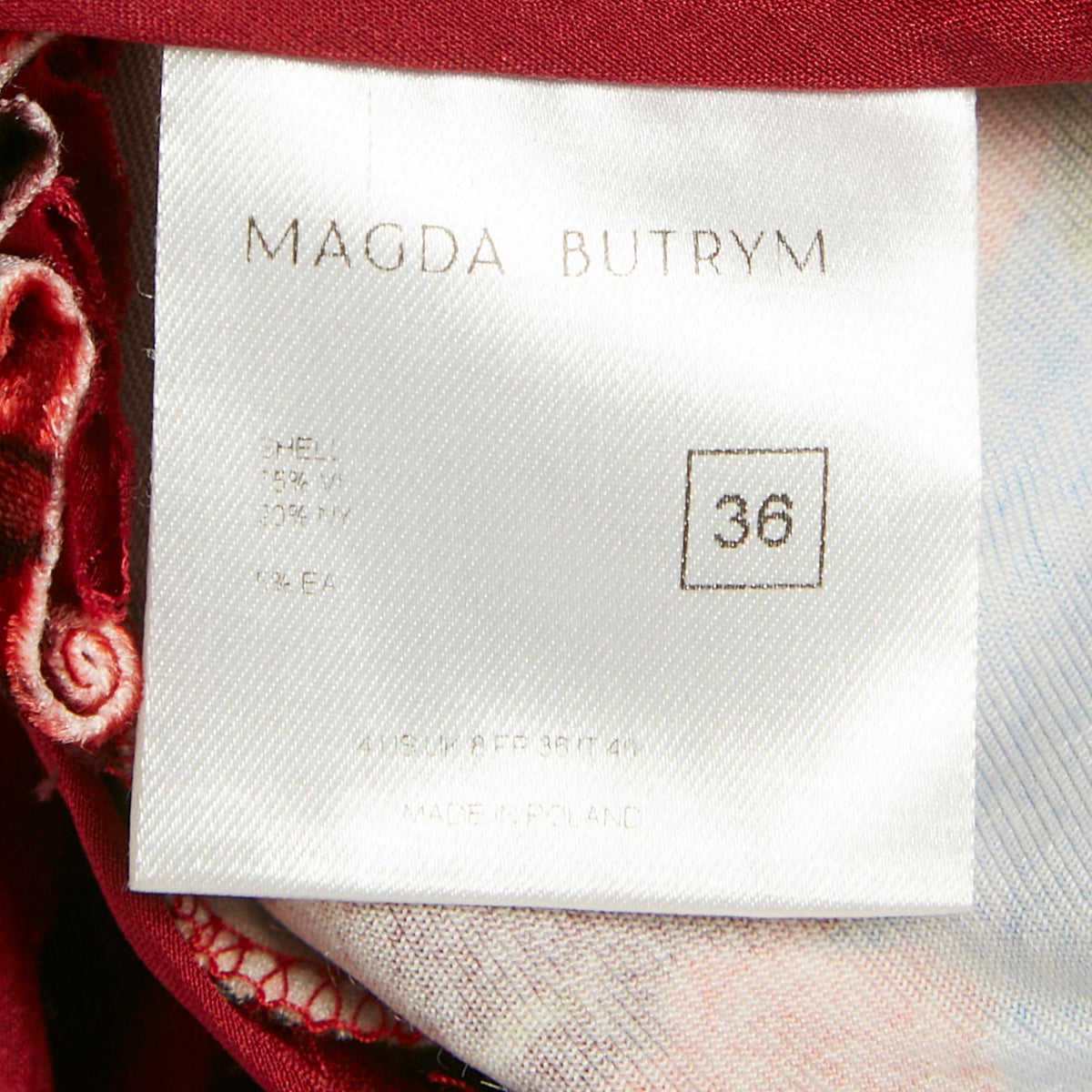 Magda Butrym Multicolor/red Rose Print Velvet Drape Detail Leggings