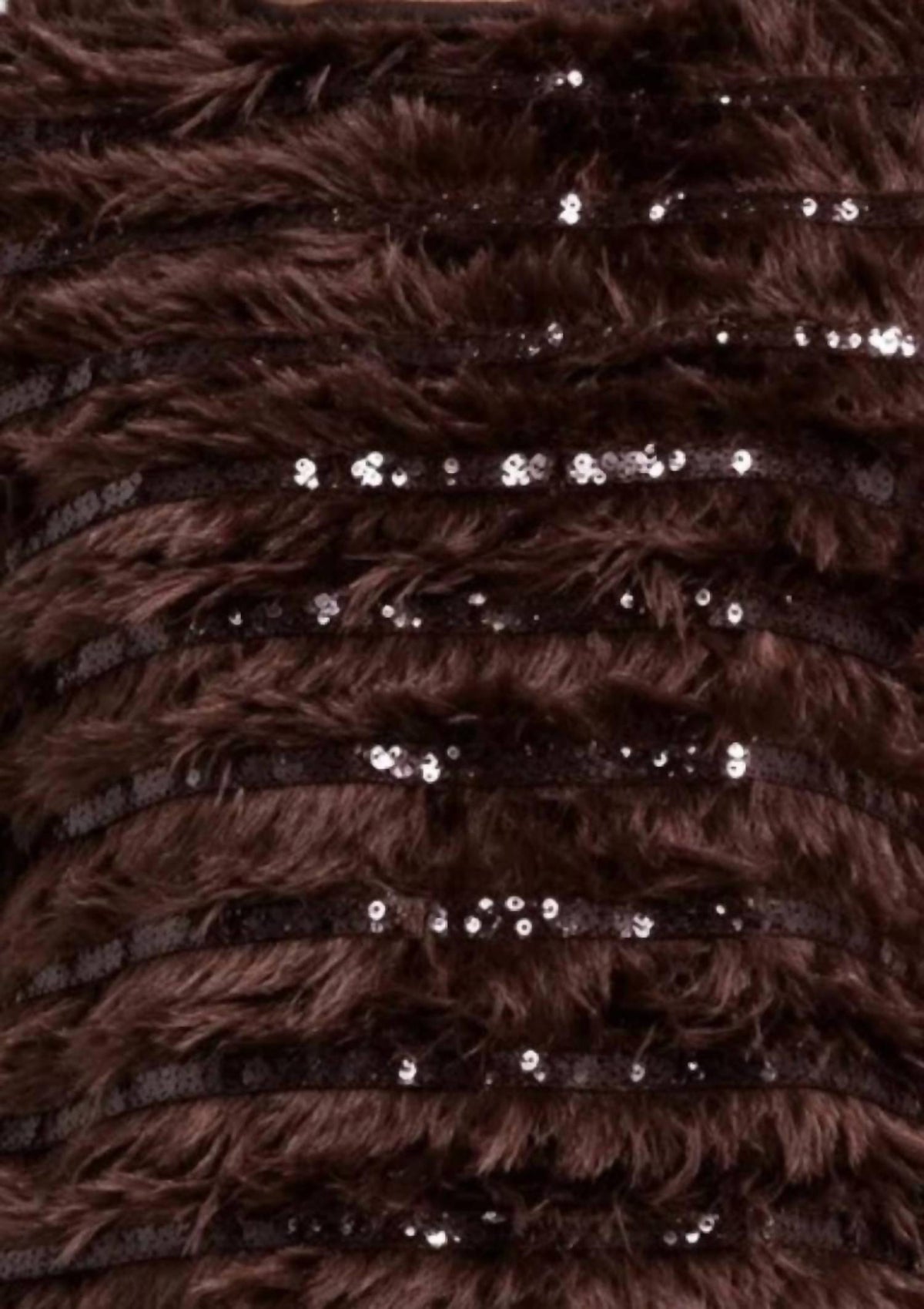 Sequin-Embellished Feathered Blouse In Brown