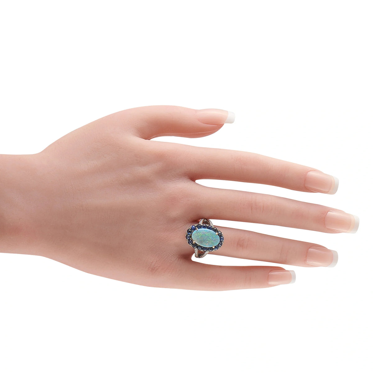 LB Exclusive 18K White Gold 0.70ct Diamond, Sapphire, and Opal Ring MF17-080426