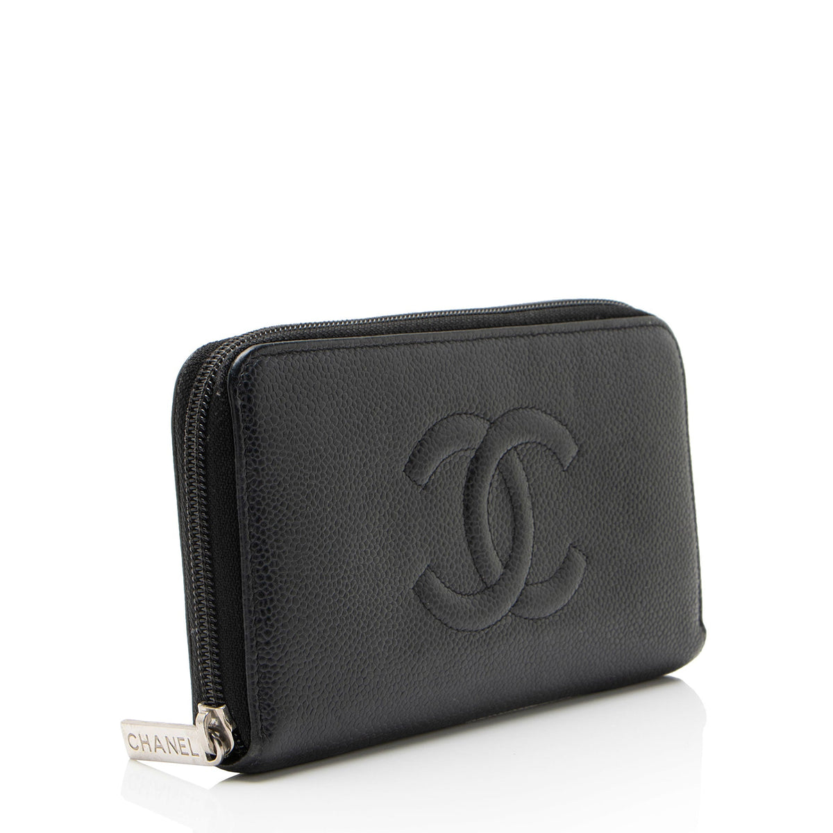 Chanel Caviar Leather Timeless Zip Around Wallet