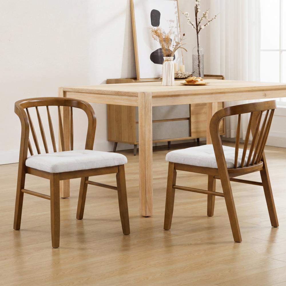 Classic Wooden Dining Chairs with Soft Fabric Seat Pads