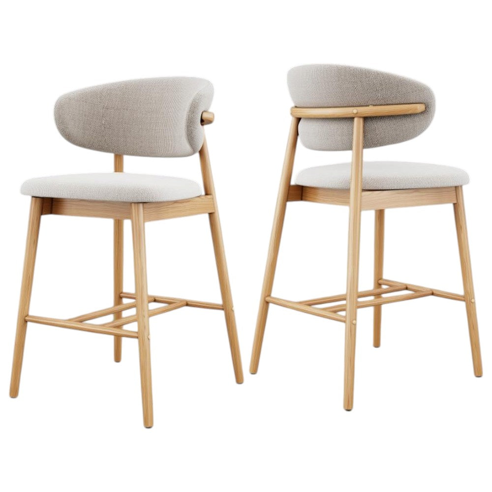 Upgraded Modern Counter Height Bar Stools with Solid Ash Wood Frame