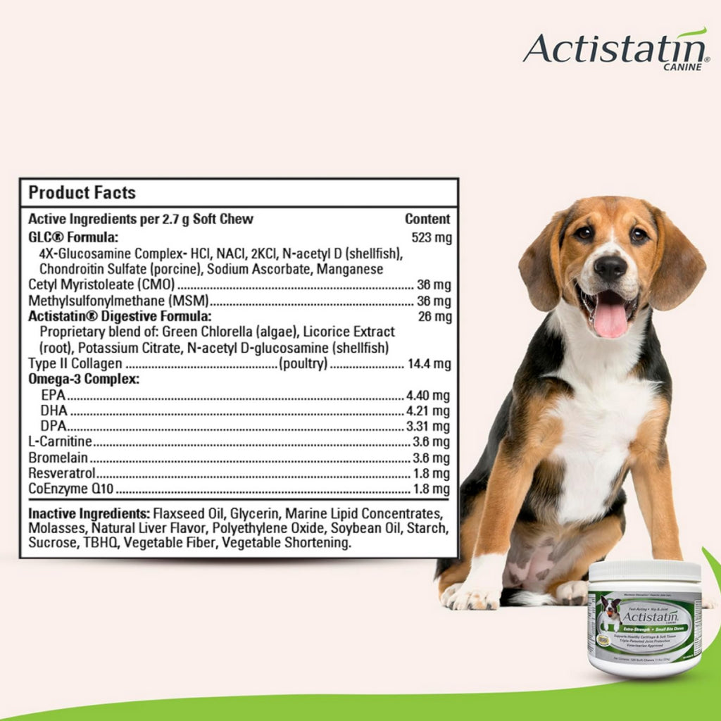 Actistatin Canine Extra-Strength Hip & Joint Small Bite Soft Chews for Small Dogs (120 ct)