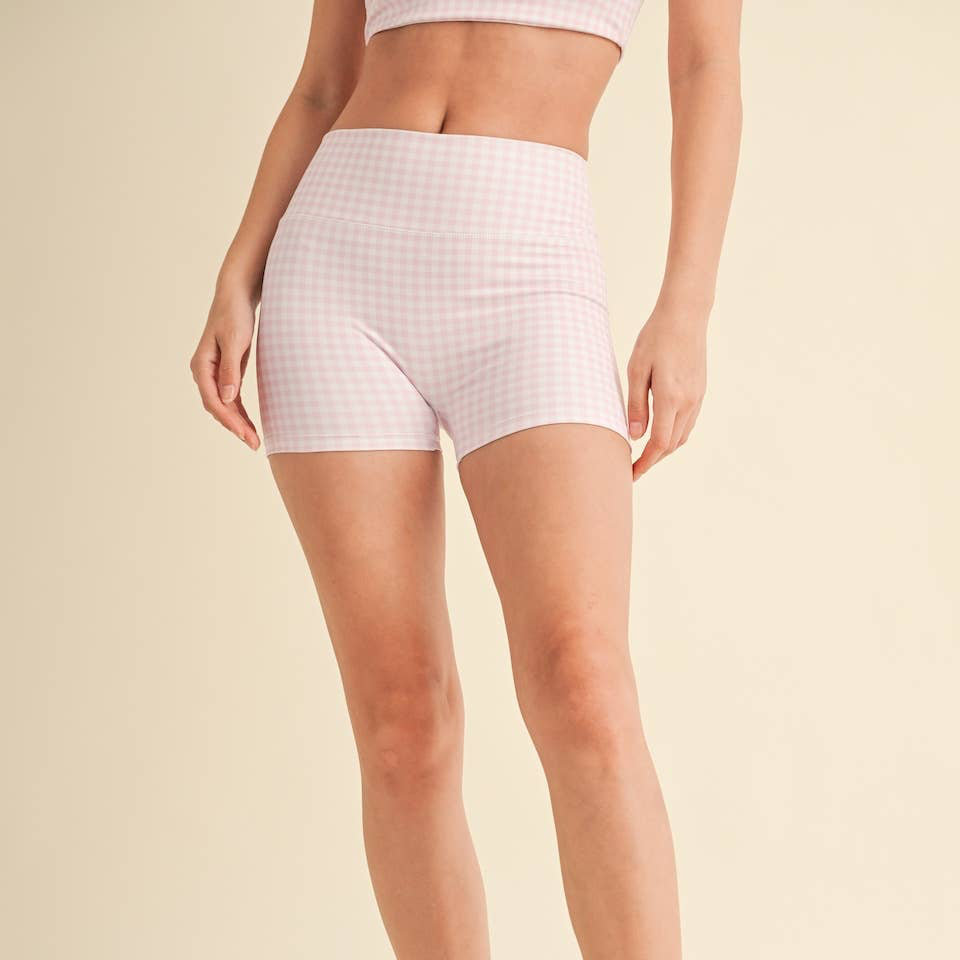 Aaliyah Biiker Shorts: Pink Gingham