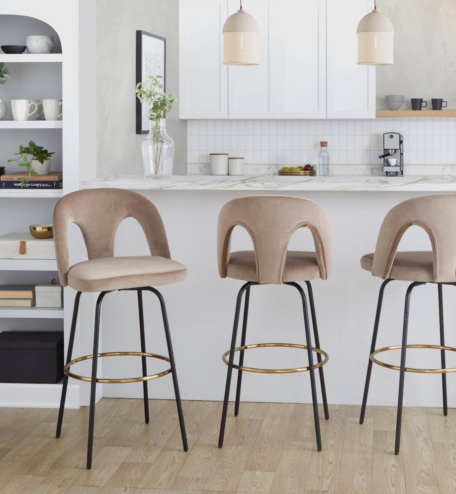 Modern Upholstered Bar Chairs with Rotating Seats