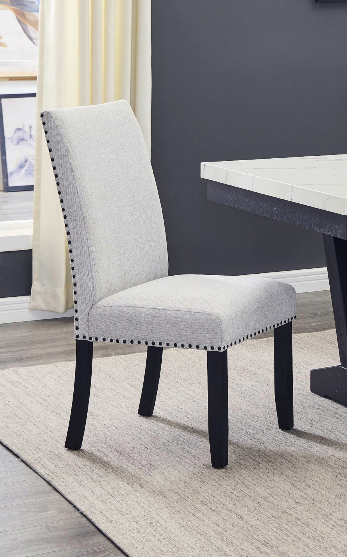 Modern Fabric Dining Chairs with Wood Frame