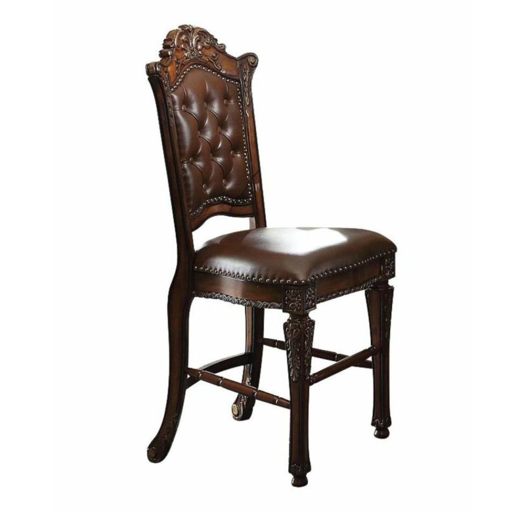Vendome Synthetic Leather & Cherry Finish Counter Height Chair (Set of 2)
