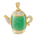 LB Exclusive 18K Yellow Gold 0.50ct Diamond and Jade Teapot Pendant MF09-091426