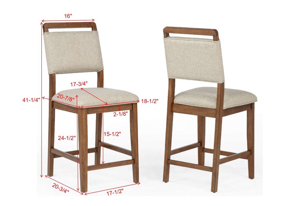 Wooden Counter Height Dining Chairs with Plush Upholstered Seating