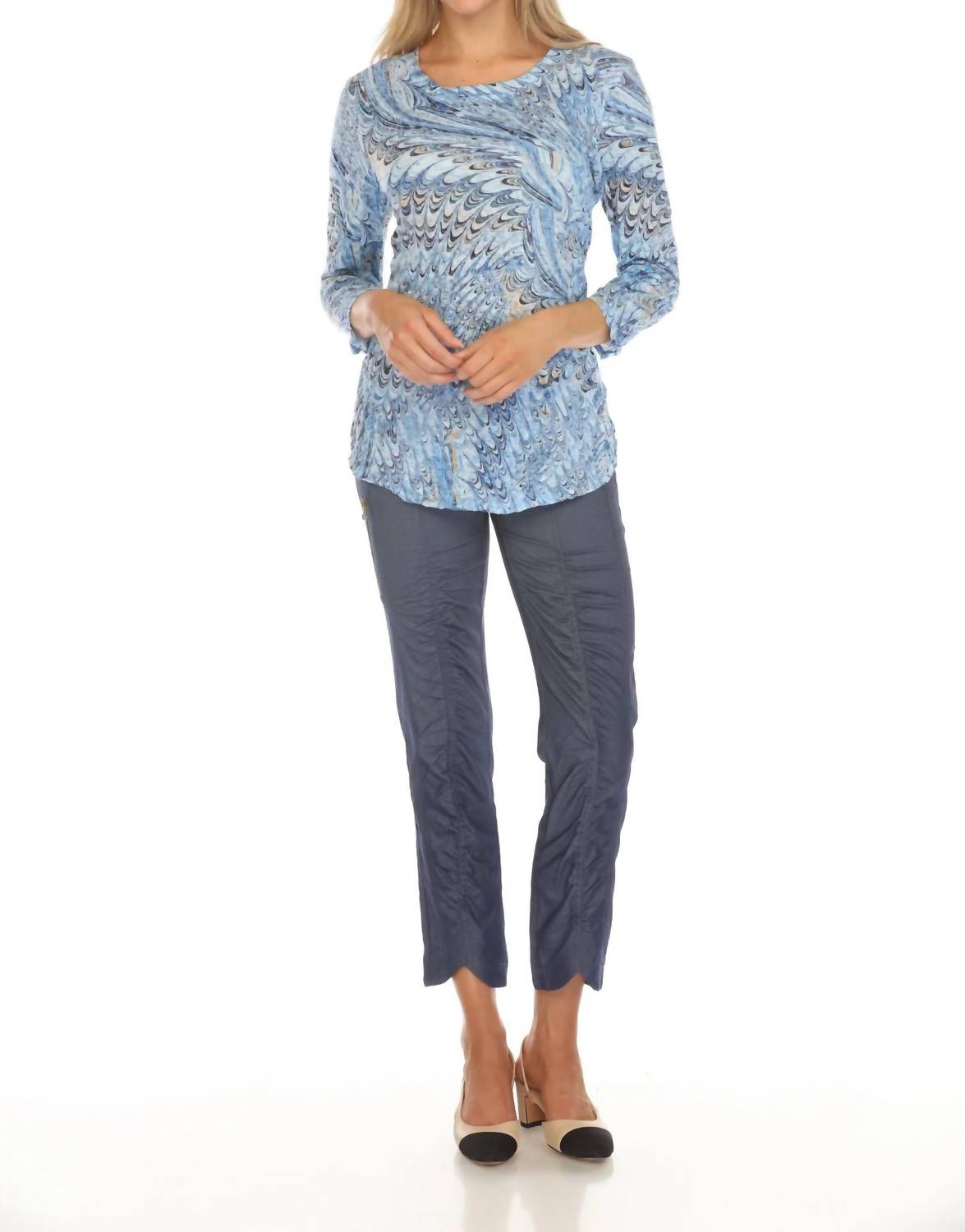 Round Neck Top In Ocean Splash