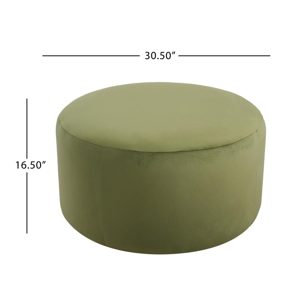 Modern Round Velvet Ottoman for Seating and Footrest