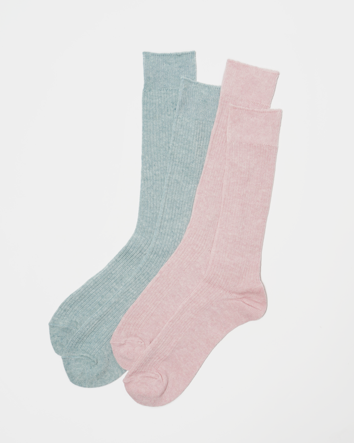 Cashmere Rib Crew Socks / Saxe