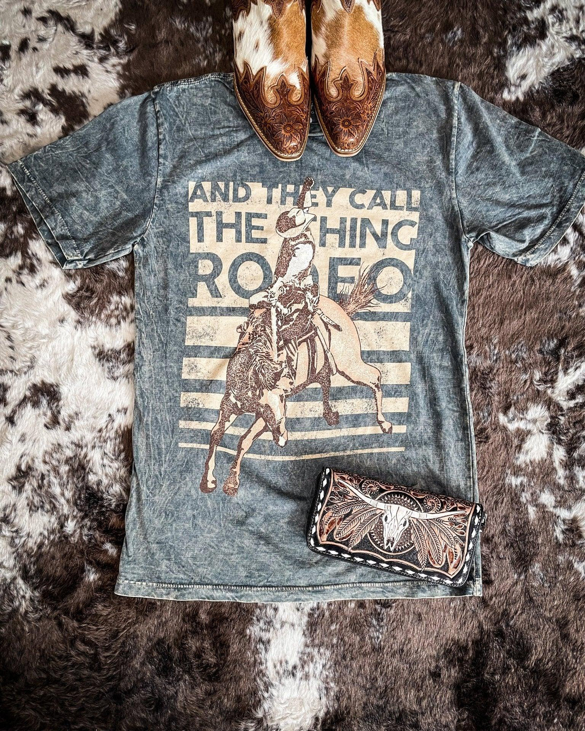 And They Call The Thing Rodeo Graphic Tee - Gray