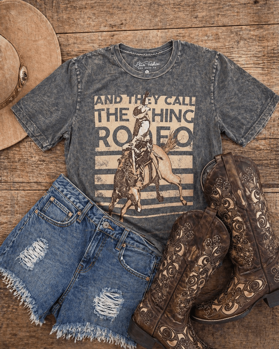And They Call The Thing Rodeo Graphic Tee - Gray