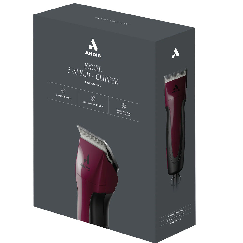 Andis Excel 5-Speed Plus Detachable Blade, Burgundy