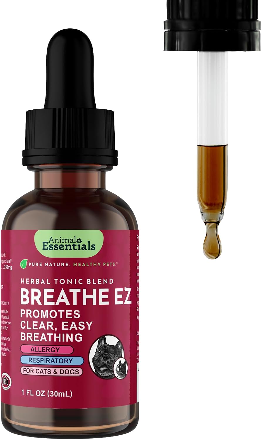 Animal Essentials Herbal Tonic Blend Breathe Ez Promotes Clear, Easy Breathing for Dogs & Cats