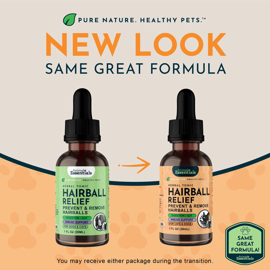 Animal Essentials Herbal Tonic Blend Hairball Relief Prevents & Removes Hairballs for Dogs & Cats