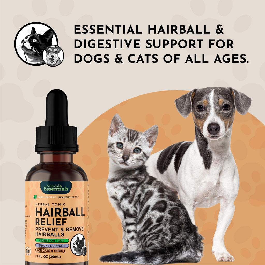 Animal Essentials Herbal Tonic Blend Hairball Relief Prevents & Removes Hairballs for Dogs & Cats