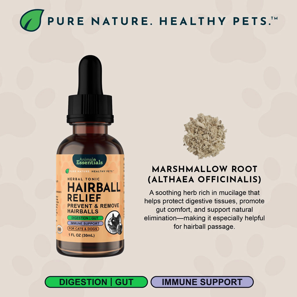 Animal Essentials Herbal Tonic Blend Hairball Relief Prevents & Removes Hairballs for Dogs & Cats