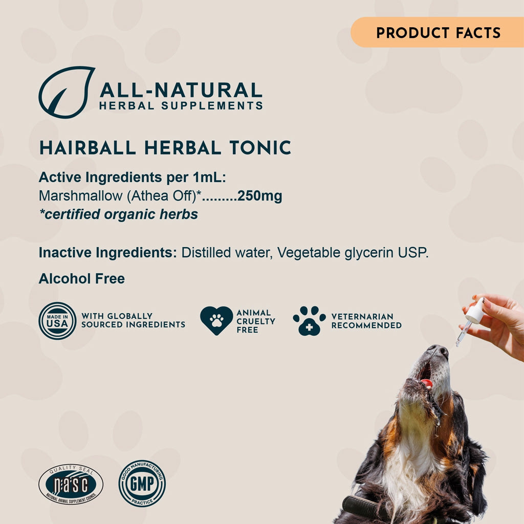 Animal Essentials Herbal Tonic Blend Hairball Relief Prevents & Removes Hairballs for Dogs & Cats