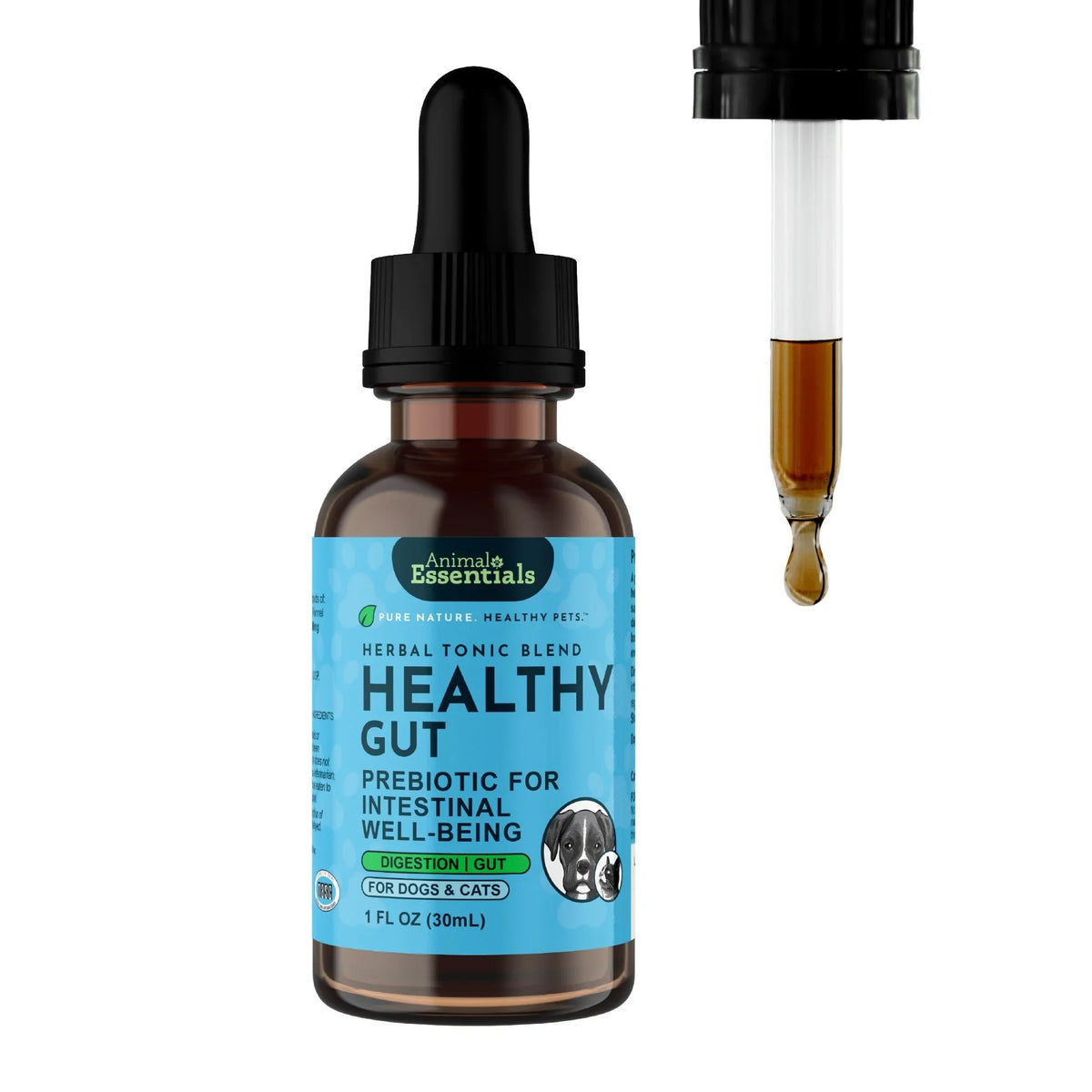 Animal Essentials Herbal Tonic Blend Healthy Gut Prebiotic for Intestinal Well-Being for Dogs & Cats