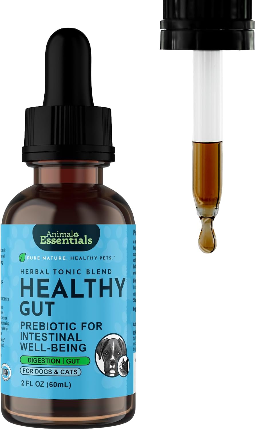 Animal Essentials Herbal Tonic Blend Healthy Gut Prebiotic for Intestinal Well-Being for Dogs & Cats