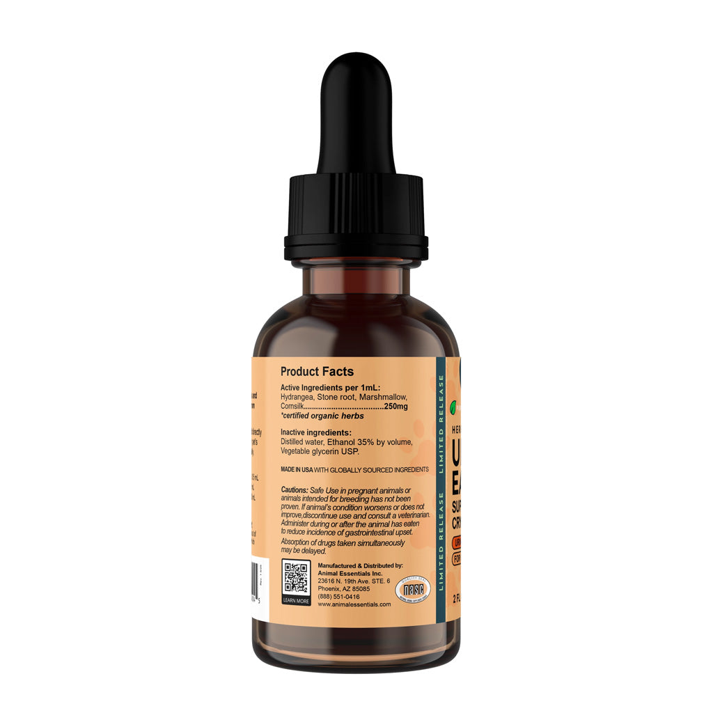 Animal Essentials Herbal Tonic Blend Healthy Urinary Ease Supports Toxin & Crystal Elimination for Dogs & Cats, 2-oz