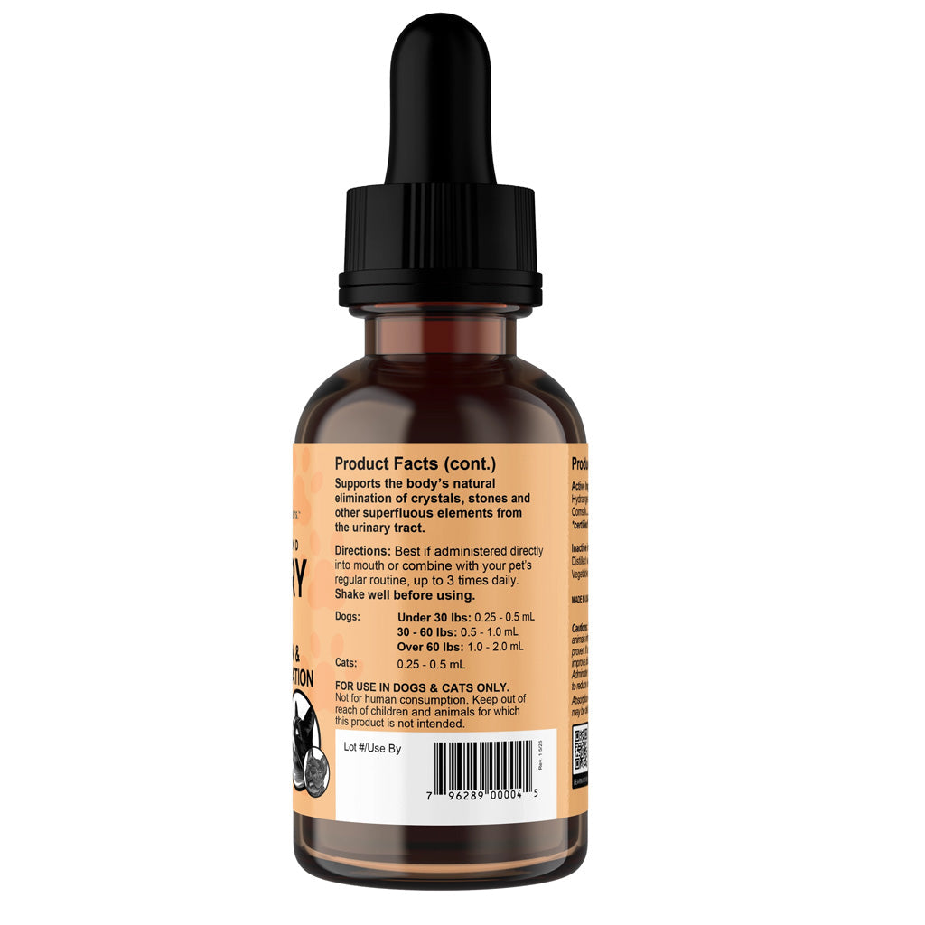 Animal Essentials Herbal Tonic Blend Healthy Urinary Ease Supports Toxin & Crystal Elimination for Dogs & Cats, 2-oz