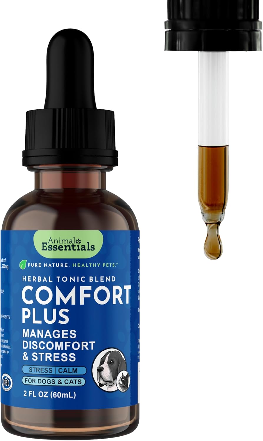 Animal Essentials Herbal Tonic Comfort Plus Manages Discomfort & Stress for Dogs & Cats