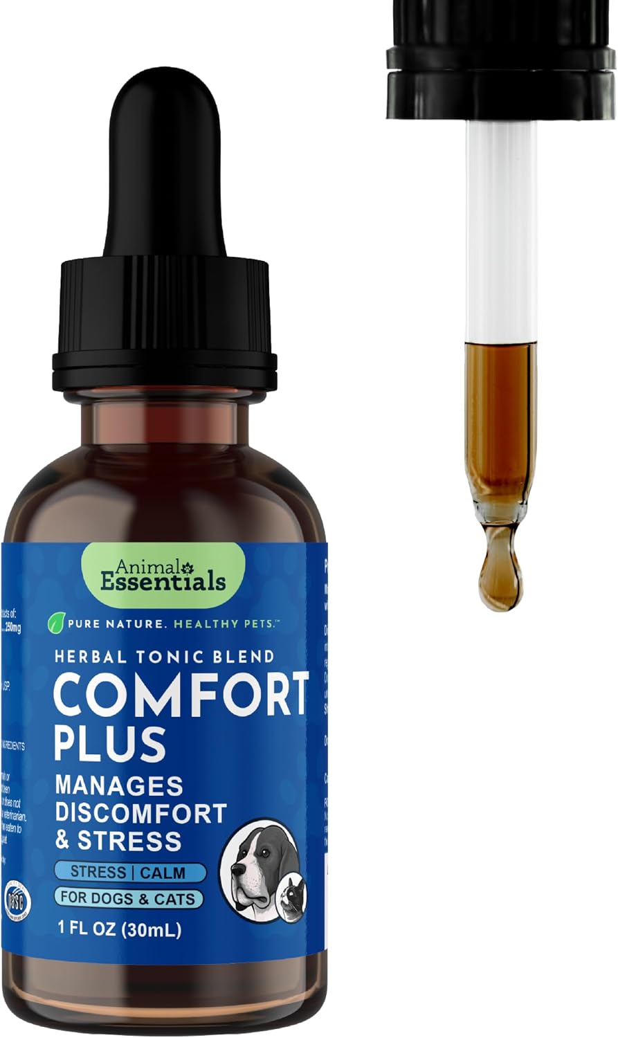 Animal Essentials Herbal Tonic Comfort Plus Manages Discomfort & Stress for Dogs & Cats