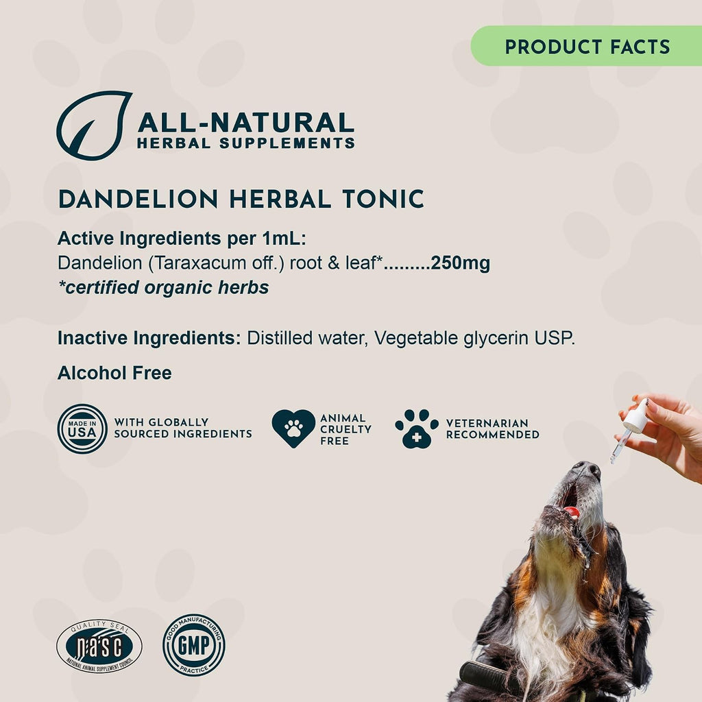 Animal Essentials Herbal Tonic Dandelion Supports Healthy Liver Function for Dogs & Cats