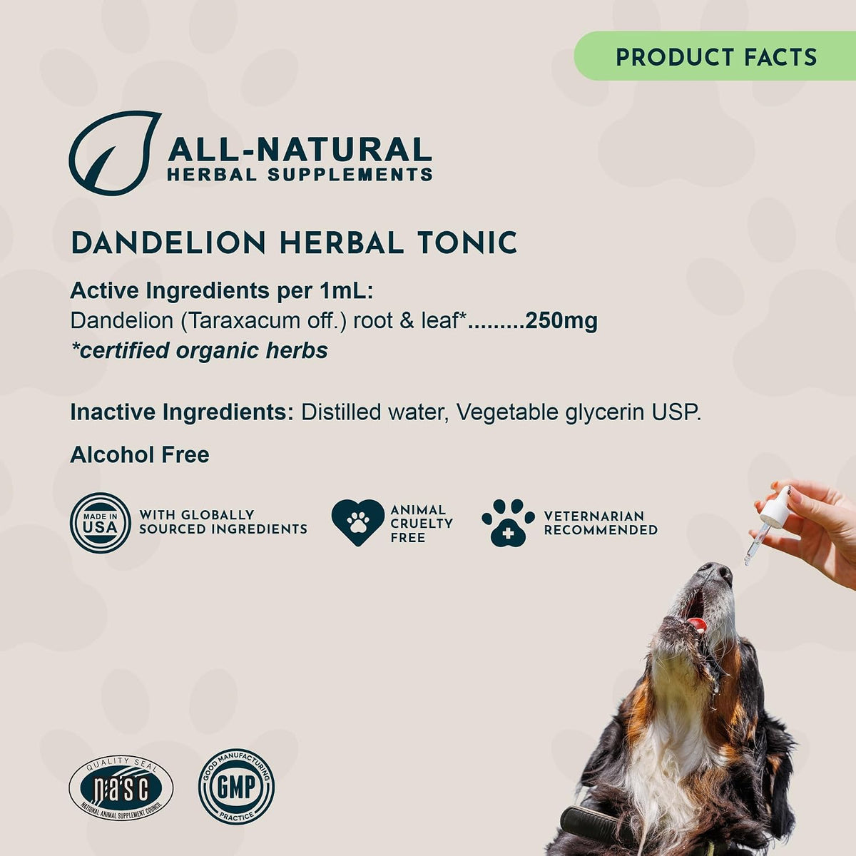 Animal Essentials Herbal Tonic Dandelion Supports Healthy Liver Function for Dogs & Cats