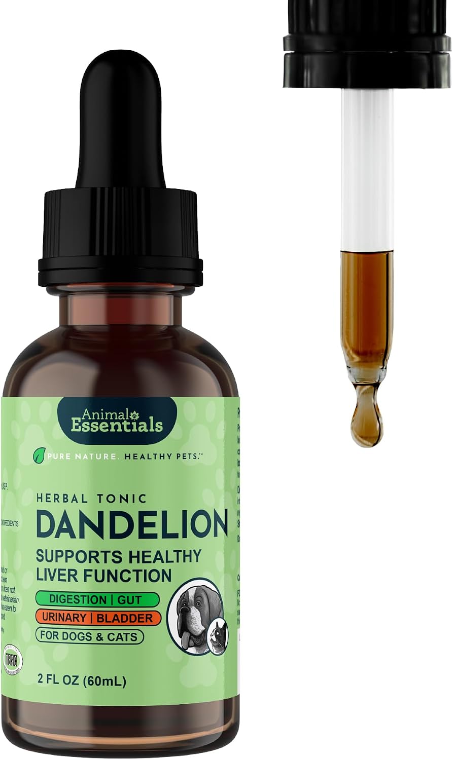 Animal Essentials Herbal Tonic Dandelion Supports Healthy Liver Function for Dogs & Cats