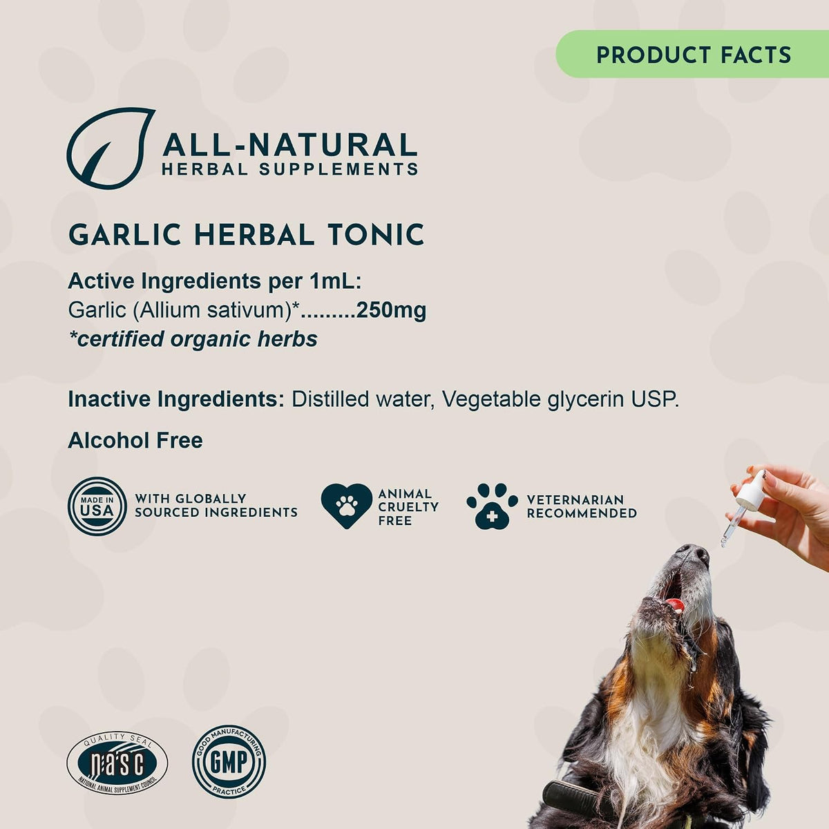 Animal Essentials Herbal Tonic Garlic Antioxidant Protection for Dogs & Cats