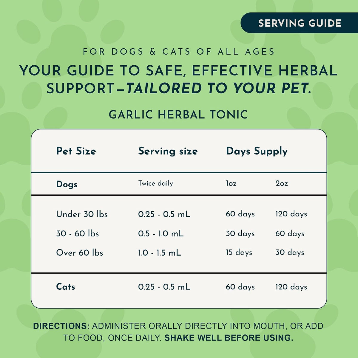 Animal Essentials Herbal Tonic Garlic Antioxidant Protection for Dogs & Cats