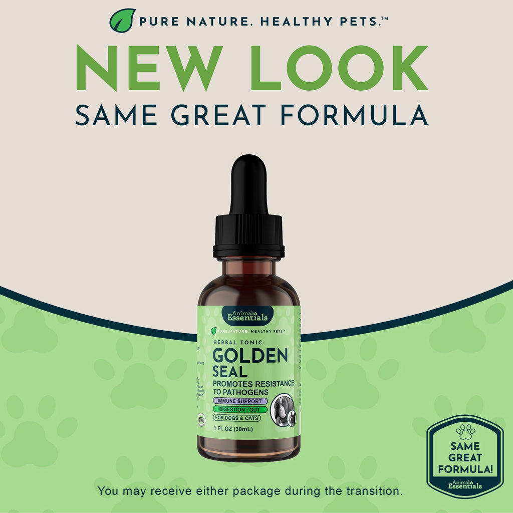 Animal Essentials Herbal Tonic Golden Seal Promotes Resistance to Pathogens for Dogs & Cats, 1-oz