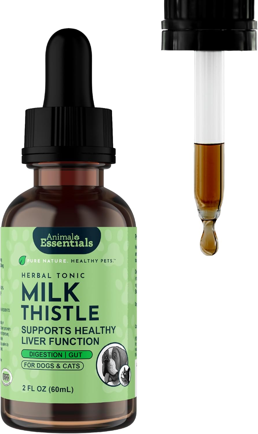Animal Essentials Herbal Tonic Milk Thistle Supports Healthy Liver Function for Dogs & Cats