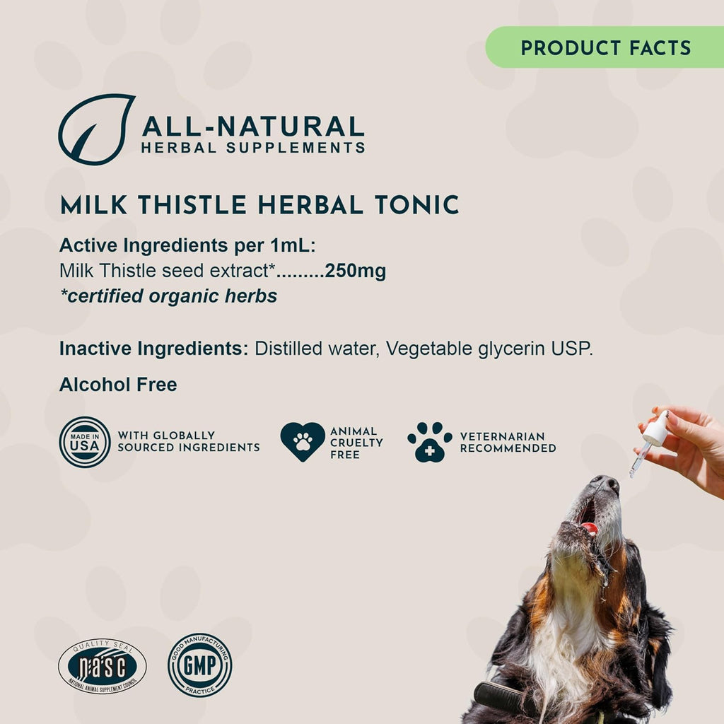 Animal Essentials Herbal Tonic Milk Thistle Supports Healthy Liver Function for Dogs & Cats
