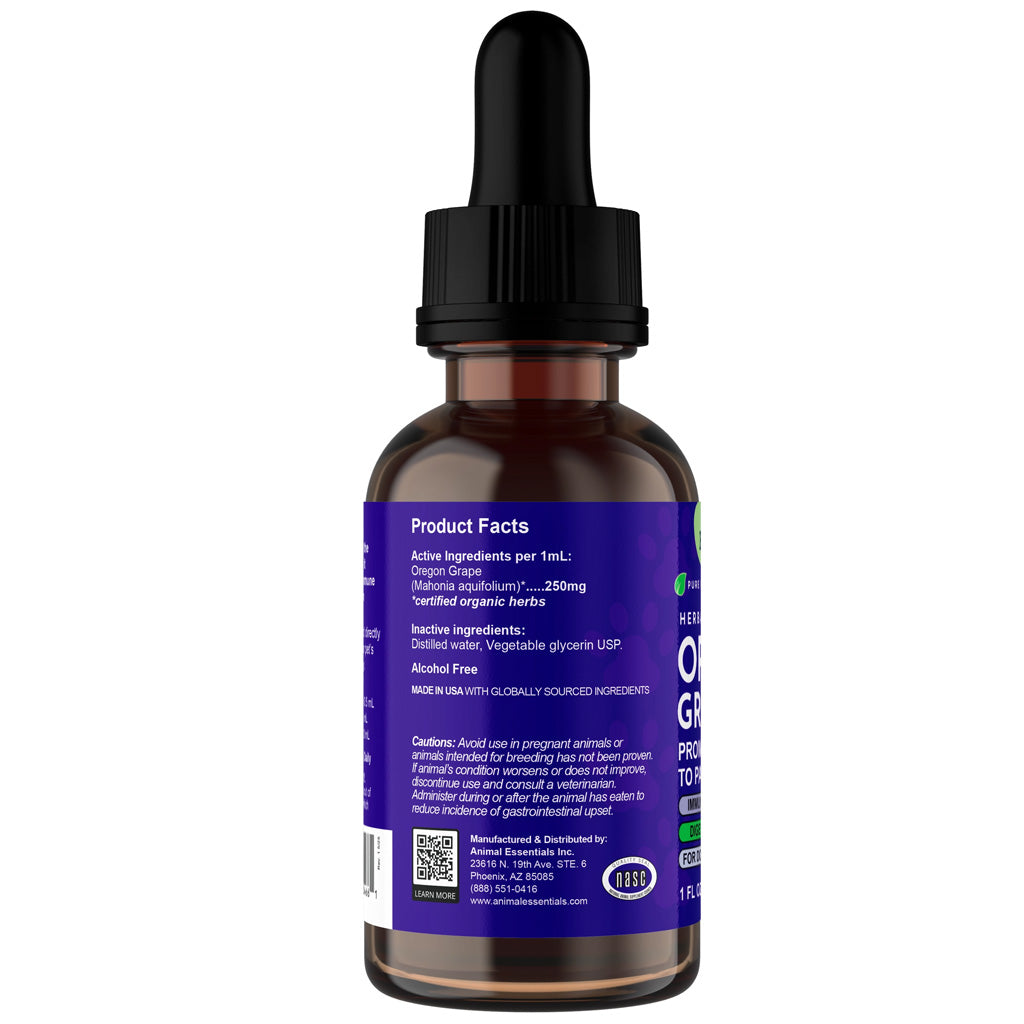 Animal Essentials Herbal Tonic Oregon Grape Promotes Resistance to Pathogens for Dogs & Cats