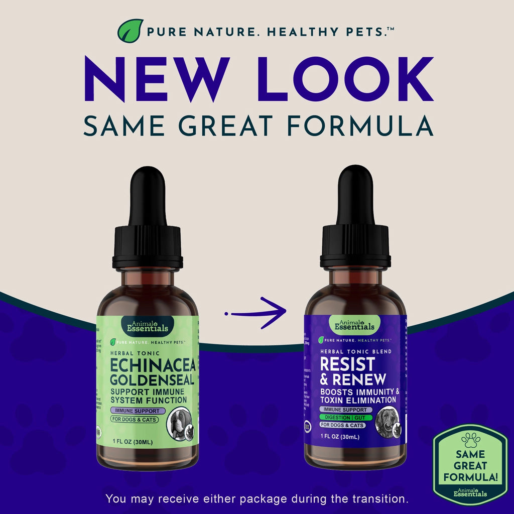 Animal Essentials Herbal Tonic Resist & Renew Boosts Immunity & Toxin Elimination for Dogs & Cats