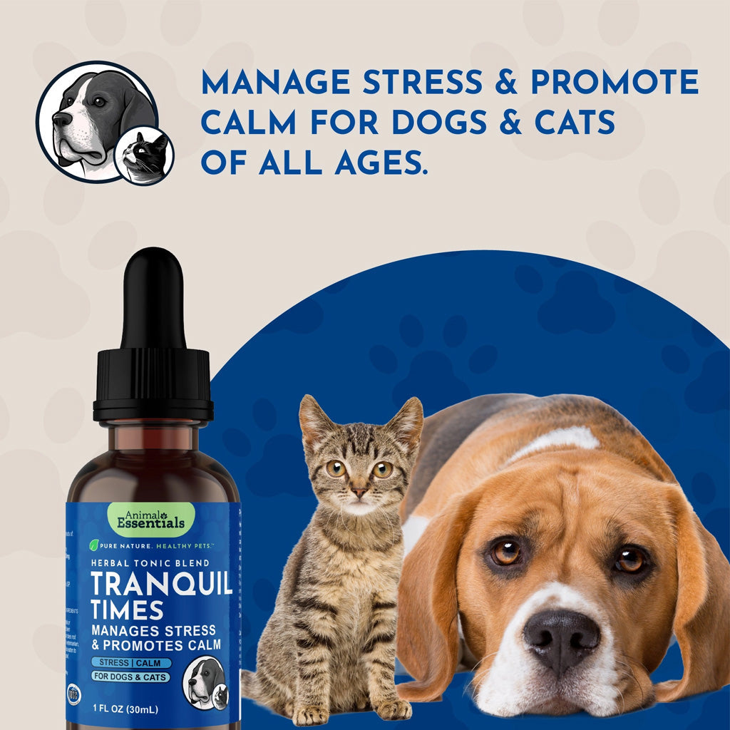 Animal Essentials Herbal Tonic Tranquil Times Manages Stress & Promotes Calm for Dogs & Cats