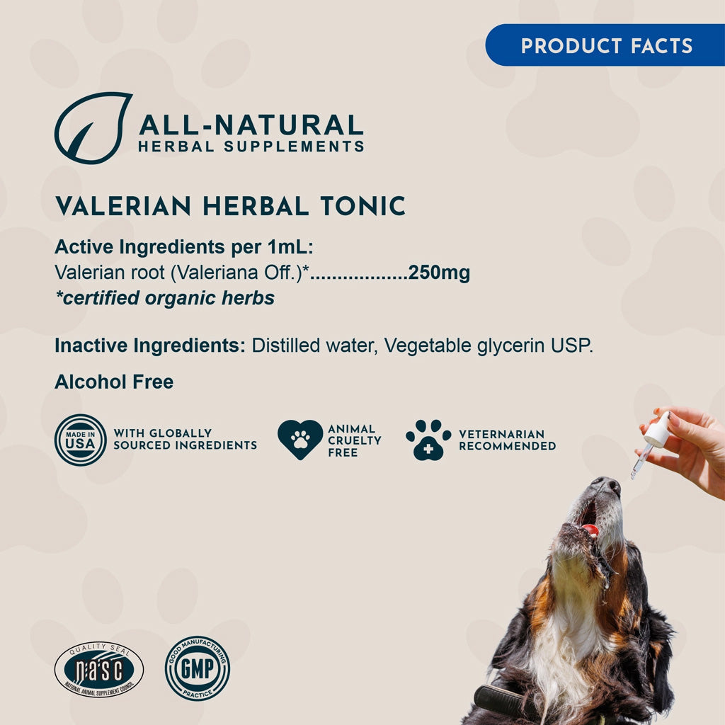 Animal Essentials Herbal Tonic Valerian Promotes Calm & Relaxation for Dogs & Cats