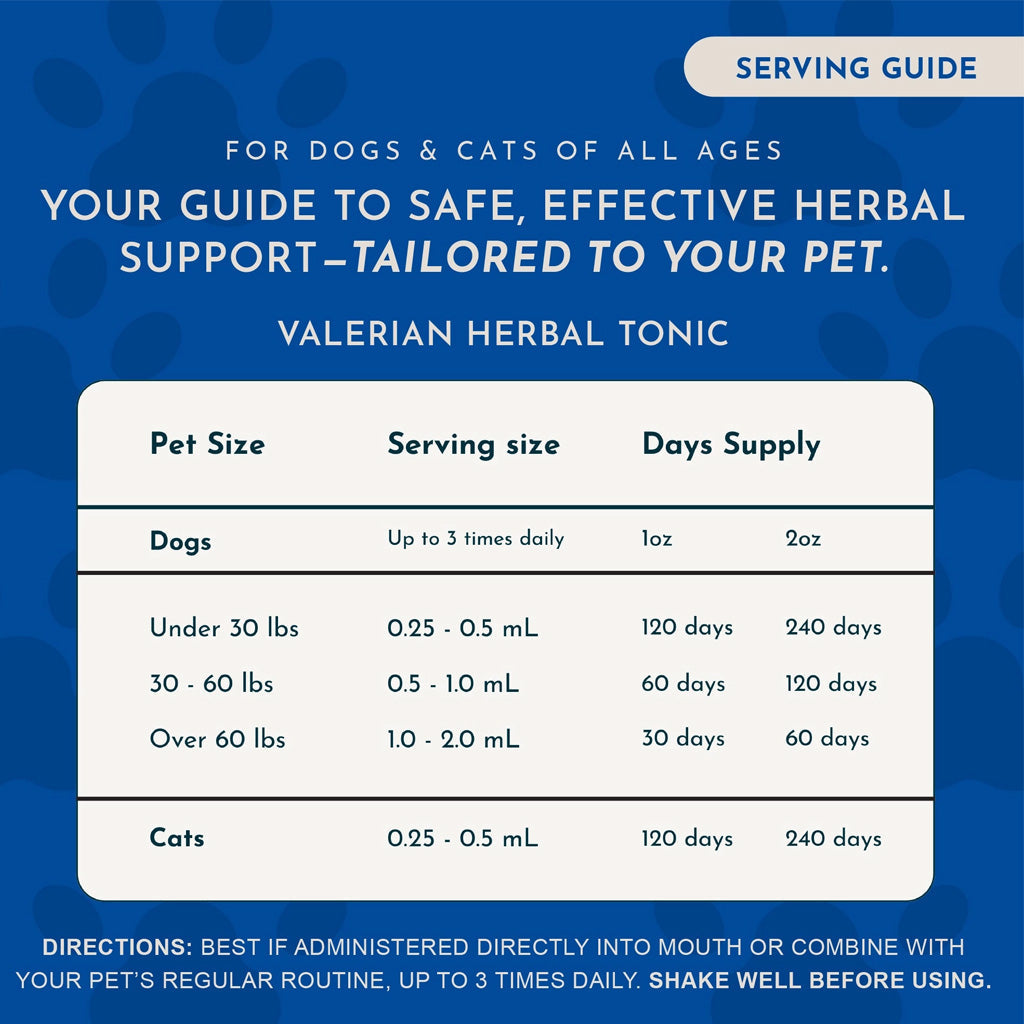 Animal Essentials Herbal Tonic Valerian Promotes Calm & Relaxation for Dogs & Cats